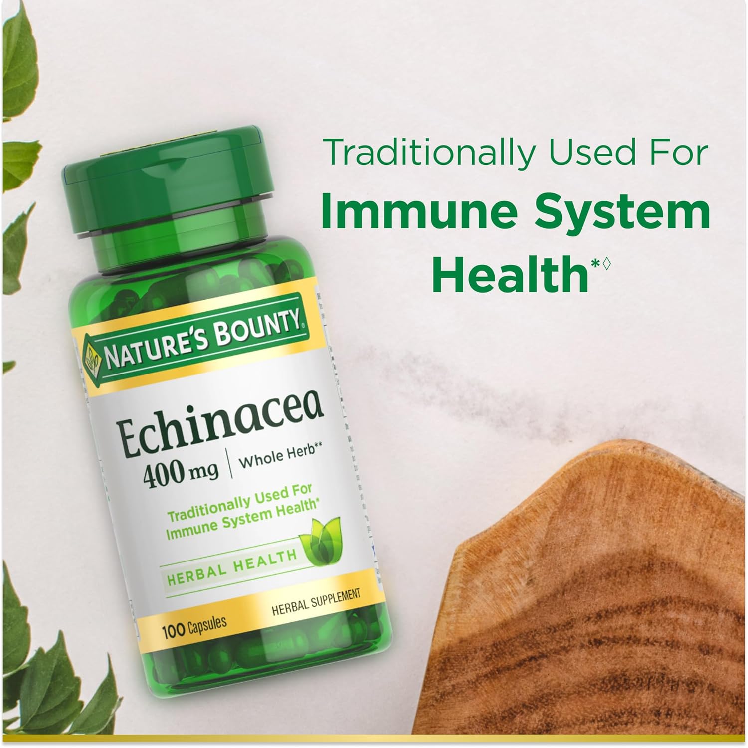 Nature's Bounty Echinacea, Support Healthy Immune Function | 100 Capsules 150gm 0.3lbs