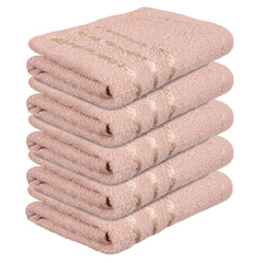 Heart Home Face Towel 1000 Gsm | Facewash For Travel Workout Hand Towel | Lining Design Pack Of 5 (Brown)