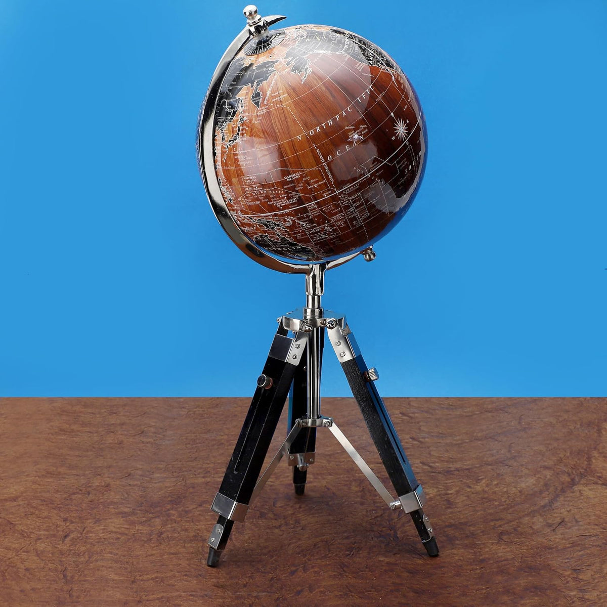 Rotating World Globe 8 Inch With Tripod Stand For Show Piece, Office Decor, Study Table Decor, Birthday, Party Gifts & Anniversary, For Kids & Students Learning, Pack Of 1
