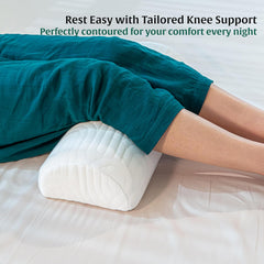 Orthopedic Soft Memory Foam Pillow, For Pain Relief, White - 19 X 8 X 3.5 Inch | Half Moon Multiuse Knee, Leg & Back Support | Bolster Pillow For Neck Pain Relief, Washable Cover