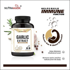 Nutramagik Garlic Extract For Balance Cholesterol Level, Support Heart Health, Relieves Gas, Improves Digestion & Helps In Heal Stomach Problems | 60 Capsules 100gm 0.2lbs