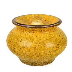 Ceramic Streak Spray Handi With Lid - 1500ml, Yellow | Dahi Handi - Serving Pot - Biryani Handi