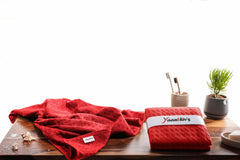 Yaanthiv'S Unisex Waffle Bath Towel | Light Weight Quick Dry Towel For Travel, Gym, Beach, Pool & Yoga 400 Gsm - Red