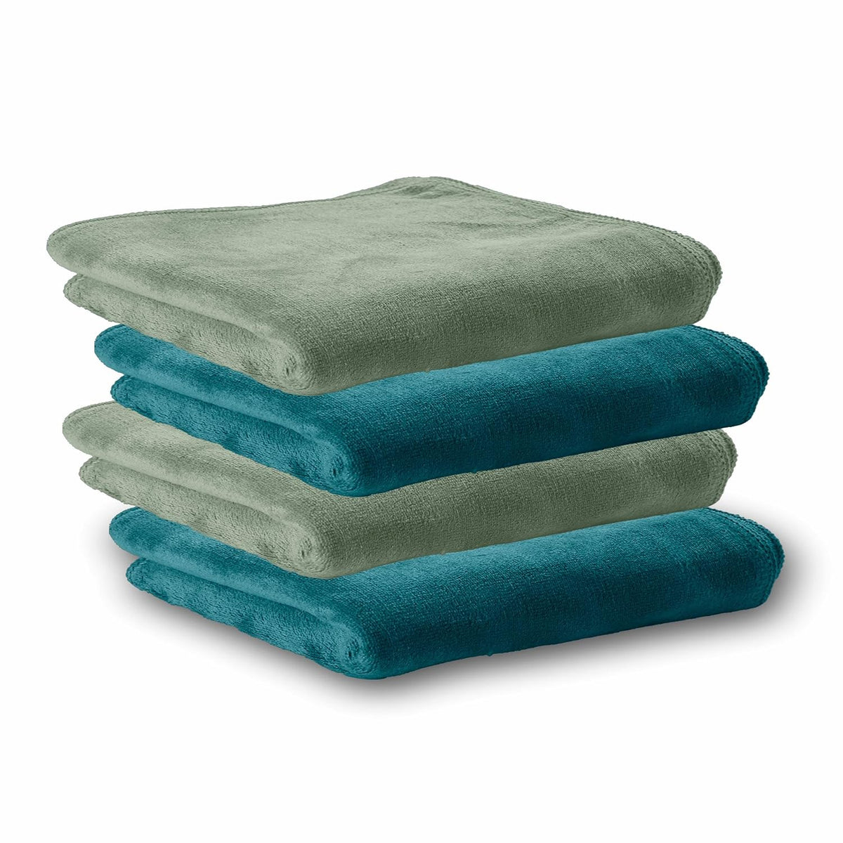 Housse Microfiber Hand Towel 800 Gsm | Premium Quality Towels Ultra Absorbent & Anti-Bacterial For Gym (Pacific Green & Lily PAD) - Pack Of 4
