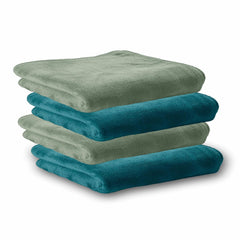 Housse Microfiber Hand Towel 800 Gsm | Premium Quality Towels Ultra Absorbent & Anti-Bacterial For Gym (Pacific Green & Lily PAD) - Pack Of 4