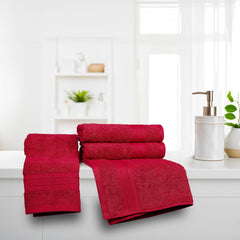 Trident Soft Comfort Air Rich Towel 100% Cotton Hand Towel For Daily Use, 500 Gsm Highly Absorbent Towels For Men/Women, 4 Pcs Hand Towel Set (Crimson)