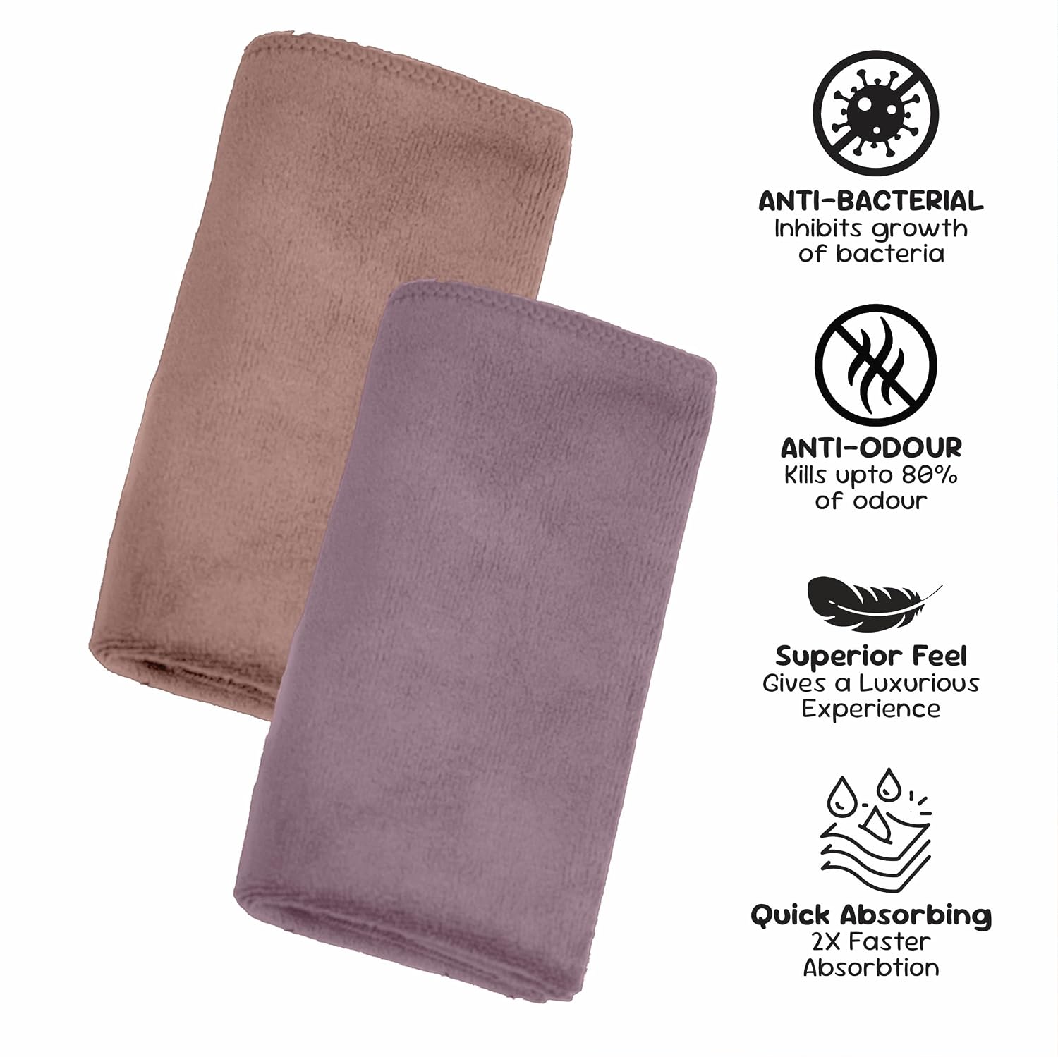 Housse Microfiber Hand Towel 1200 Gsm | Premium Quality Towels Ultra Absorbent & Anti-Bacterial For Gym (Dapple Grey & Luxurious Mocha) - Pack Of 6