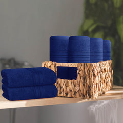 Boutiquo Ultra Soft 100% Cotton Washcloths 1800 Gsm | Contains Face Cloths Compact & Lightweight Multi Purpose Washcloths - Navy Blue (12 Piece)