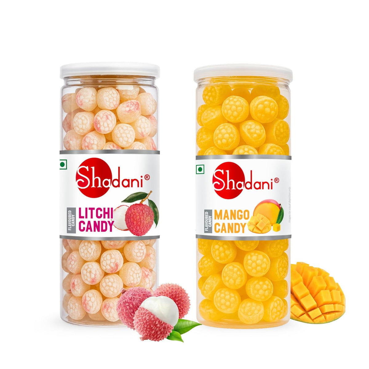 Shadani Combo Pack Litchi Candies & Mango Candies Mouth Freshener Candies Fruity Digestive Sweets (2 X 200gm Jars),
