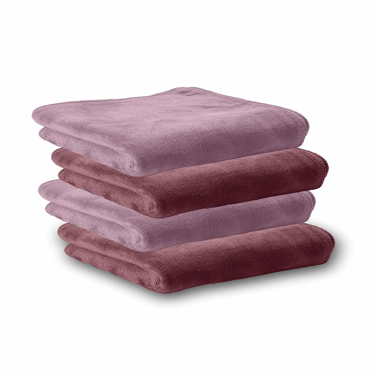 Housse Microfiber Hand Towel 800 Gsm | Premium Quality Towels Ultra Absorbent & Anti-Bacterial For Gym (Rose Taupe & Nirvana Purple) - Pack Of 4