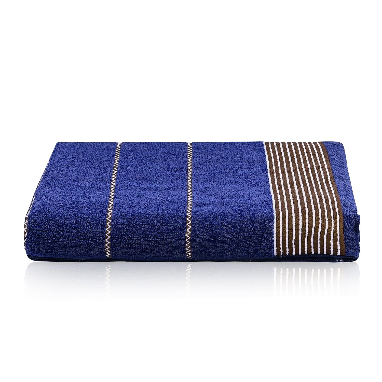 Kuber Industries Soft Cotton Bathing Towel 900 Gsm | Resistant Bath Towels (Dark Blue & Brown) - Pack Of 2