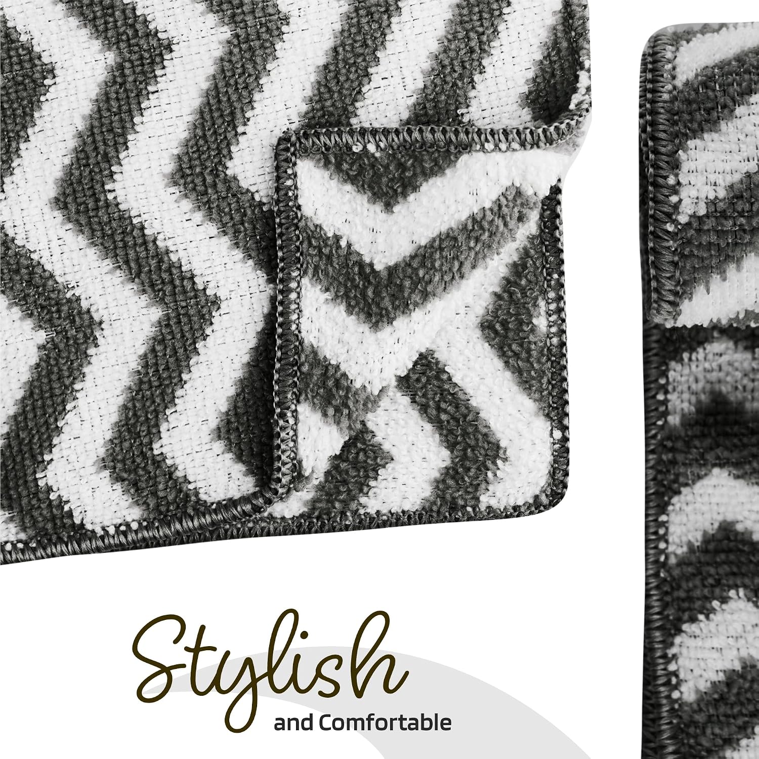 Kuber Industries Super Absorbent & Reusable Microfibre Face Towel 1800 Gsm (Zig Zag Grey) - Pack Of 24
