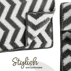 Kuber Industries Super Absorbent & Reusable Microfibre Face Towel 1300 Gsm (Zig Zag Grey) - Pack Of 12