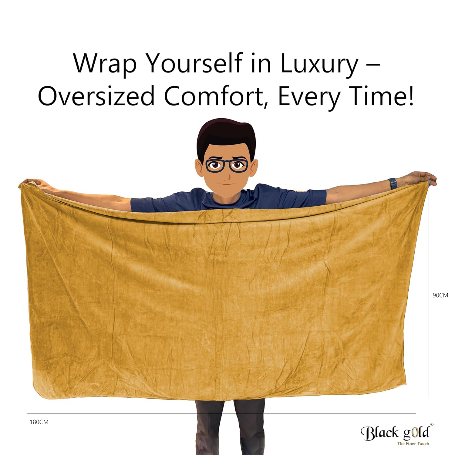 Black Gold The Finer Touch Oversized Microfiber Bath Towel 650 Gsm | Soft Quick-Dry Microfiber Towel For Men & Women (Yellow)