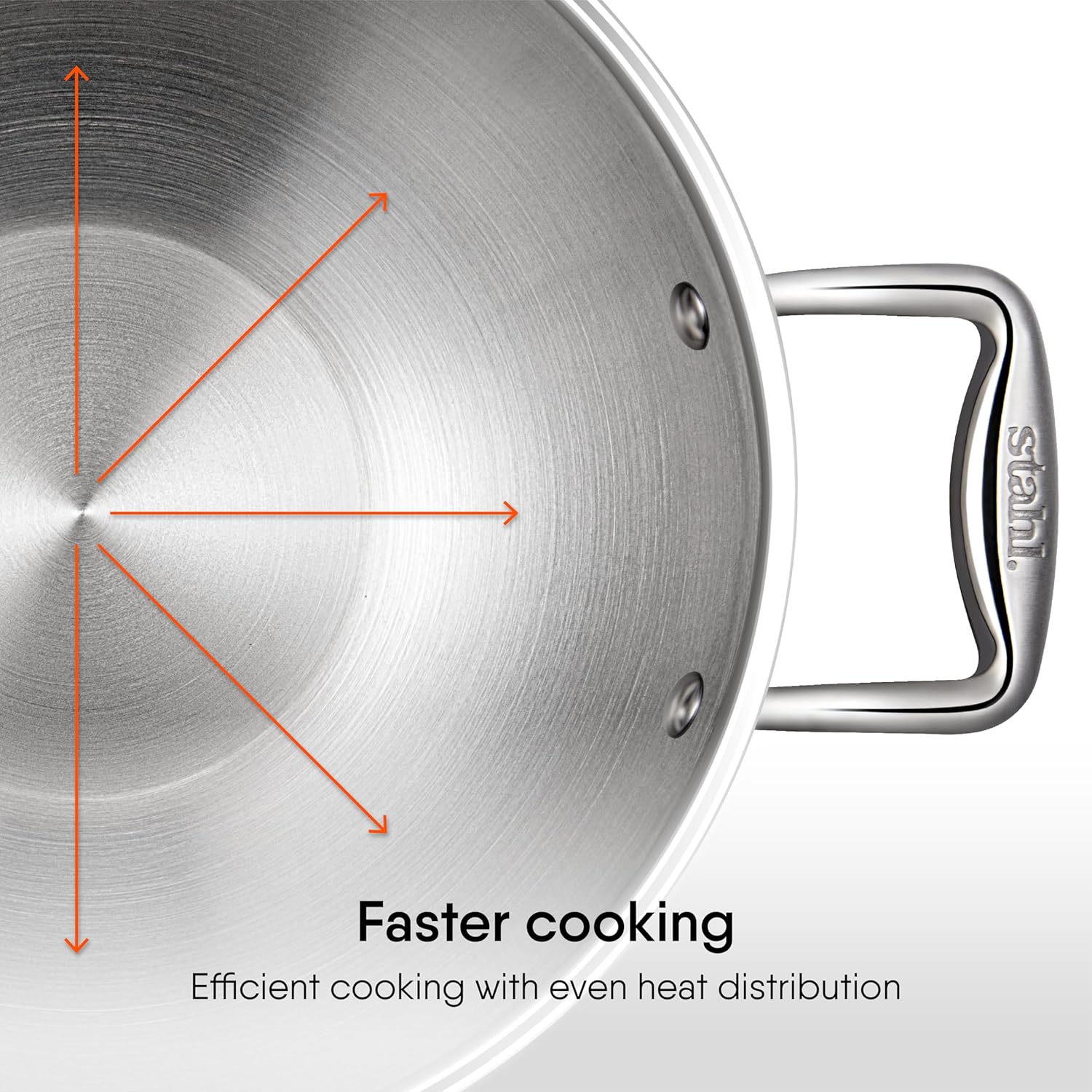 Artisan Triply Silver Stainless Steel Kadhai With Lid, 0.8 Liters | Kadai For Cooking, Stainless Steel Cookware Triply Kadai, Induction & Gas Stove Compatible, 16 Cm