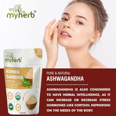 Myherb 100% Pure Natural Organic Ashwagandha Powder Withania Somnifera Ayurvedic Formula Support For Stress - Free Living | For Men & Women 227gm 0.5lbs