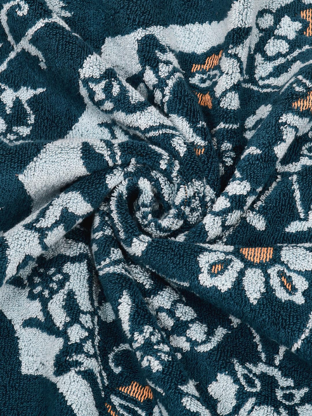 Homefresh Print Cotton Bath Towel 500 Gsm | Geometric Pattern Navy Blue & Grey (Heera)