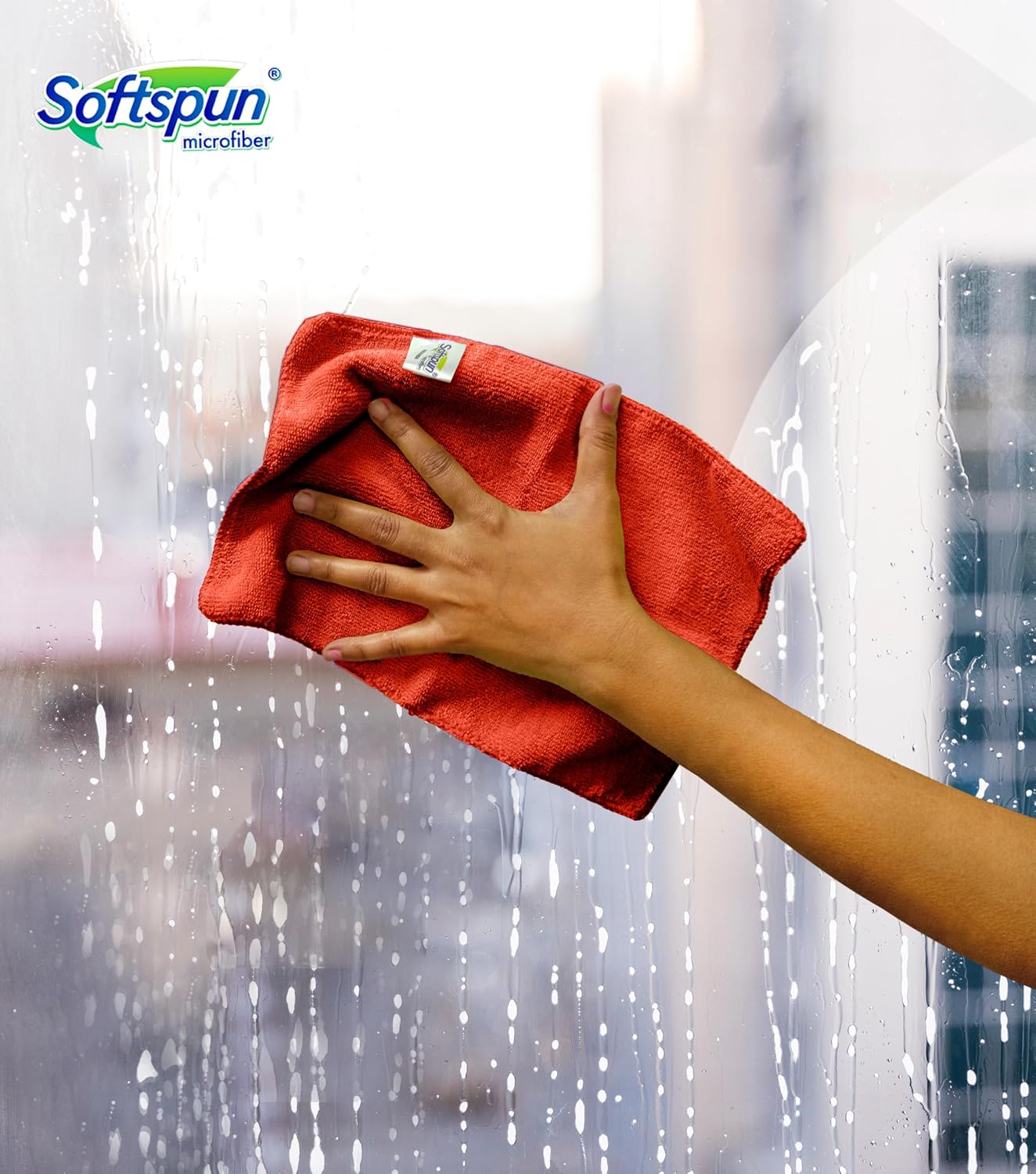 Softspun Microfiber Small Wipes Towel 340 Gsm | Multipurpose Super Soft Absorbent Cleaning Towels | 15 Piece (Red)