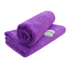 Softspun Microfiber Cloth 350 Gsm | Thick Lint & Streak-Free Multipurpose Cloths Microfibre Towels - 2 Pcs (Purple)