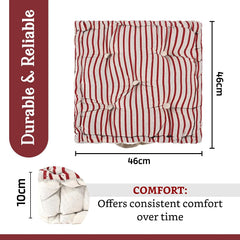 Soft Cotton Chair Cushions For Sitting, Button Pillow, Printed - Maroon & Grey | Pillow For Office Work & Posture Support | Sitting Cushion & Back Rest For Chair | Pain Relief - Pack Of 4