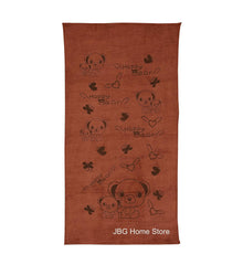 Jbg Home Store Kids Bath Towel 250 Gsm | Premium Microfiber Quick Drying Towels For Babies, Cartoon Print Wash Dry Cloth Towel (Brown Bear) - 1 Pcs