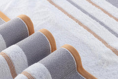 Casa Copenhagen Egyptian Cotton Exotic Hand Towel 400 Gsm (Light Grey / Beige)- 2 Pcs