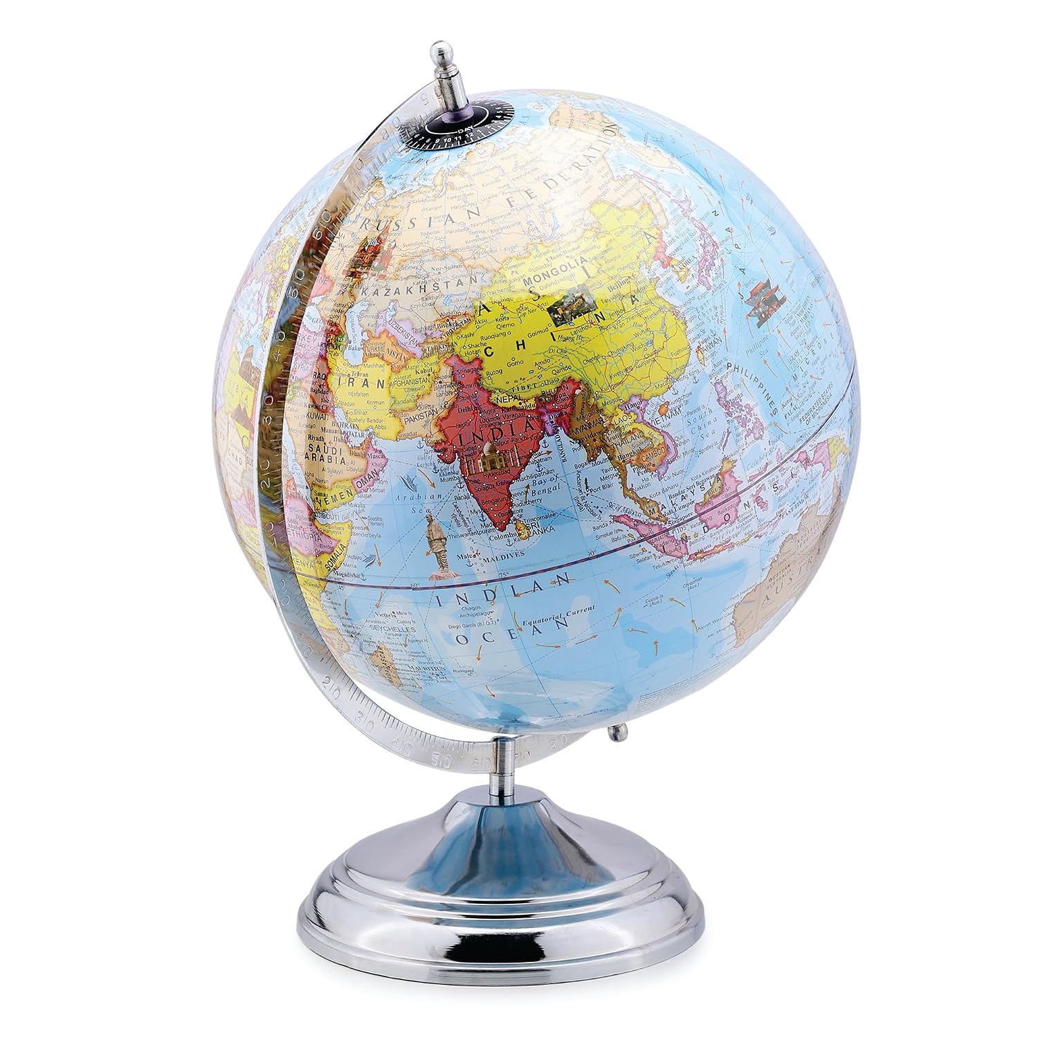Globe12' Inch With Heavy Metal Base, Designed Specifically For Kids Learning, Office Table, Students Study & Kids Birthday Gift, Pack Of 1