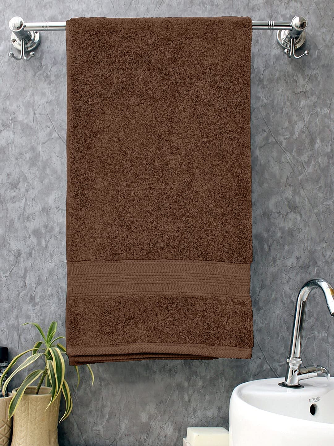 Bombay Dyeing Super Ultrx Zero Twist Plain Dyed Cotton Bath Towel 650 Gsm (Otter Brown)