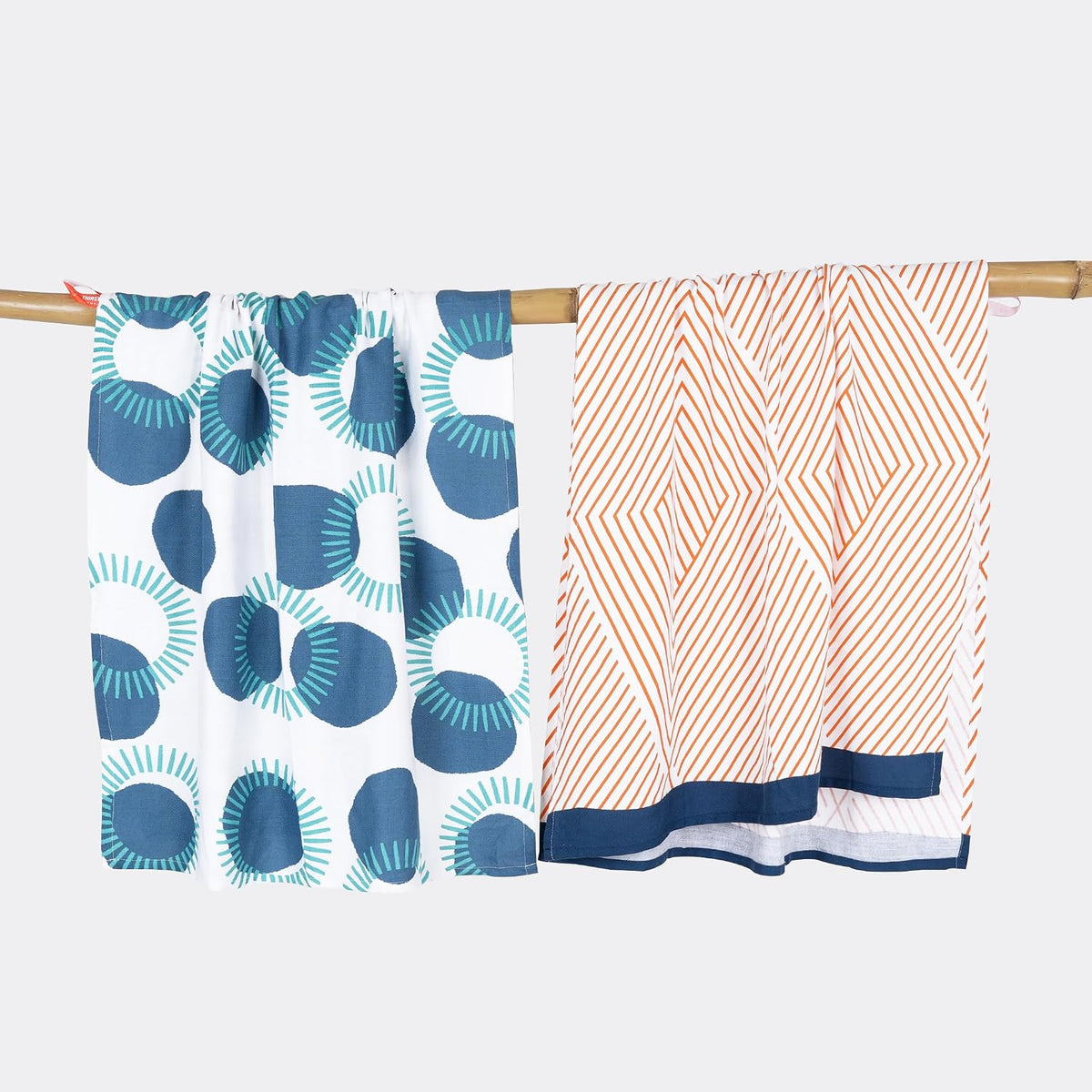 Thirsty Towel Bamboo Bath Towels 460 Gsm | Super Soft & High Absorbency Towel, Light Weight, & Quick Dry Bath Towel Large Size - Circles, Tangerine Dream (Pack Of 2)