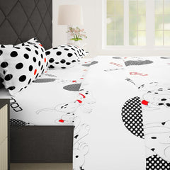 Cotton Double Bedsheet For Queen Size With 2 Pillow Covers - 88 X 100 Inches, White & Black | Perfect For Home Decor & Gifting | 186 Thread Count