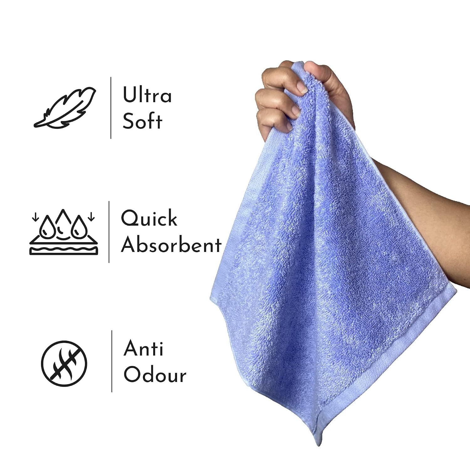 Heelium Bamboo Face Towel 600 Gsm | Ultra Absorbent & Odour-Free 3x Softer Than Cotton Towels | Pack Of 3 -Blue, Teal & Iris