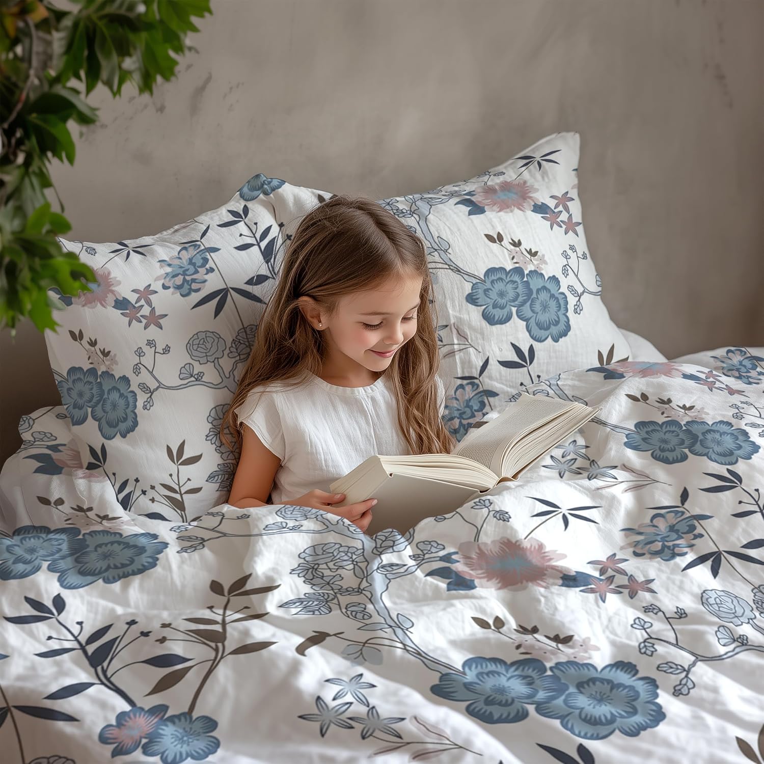 Cotton Bedsheet For Single Bed With 1 Pillow Cover - 54 X 84 Inches, Blue & White | Soft Touch Cotton Fabric-Comfortable & Durable | Elegant Printed Bedding Set For Daily Use