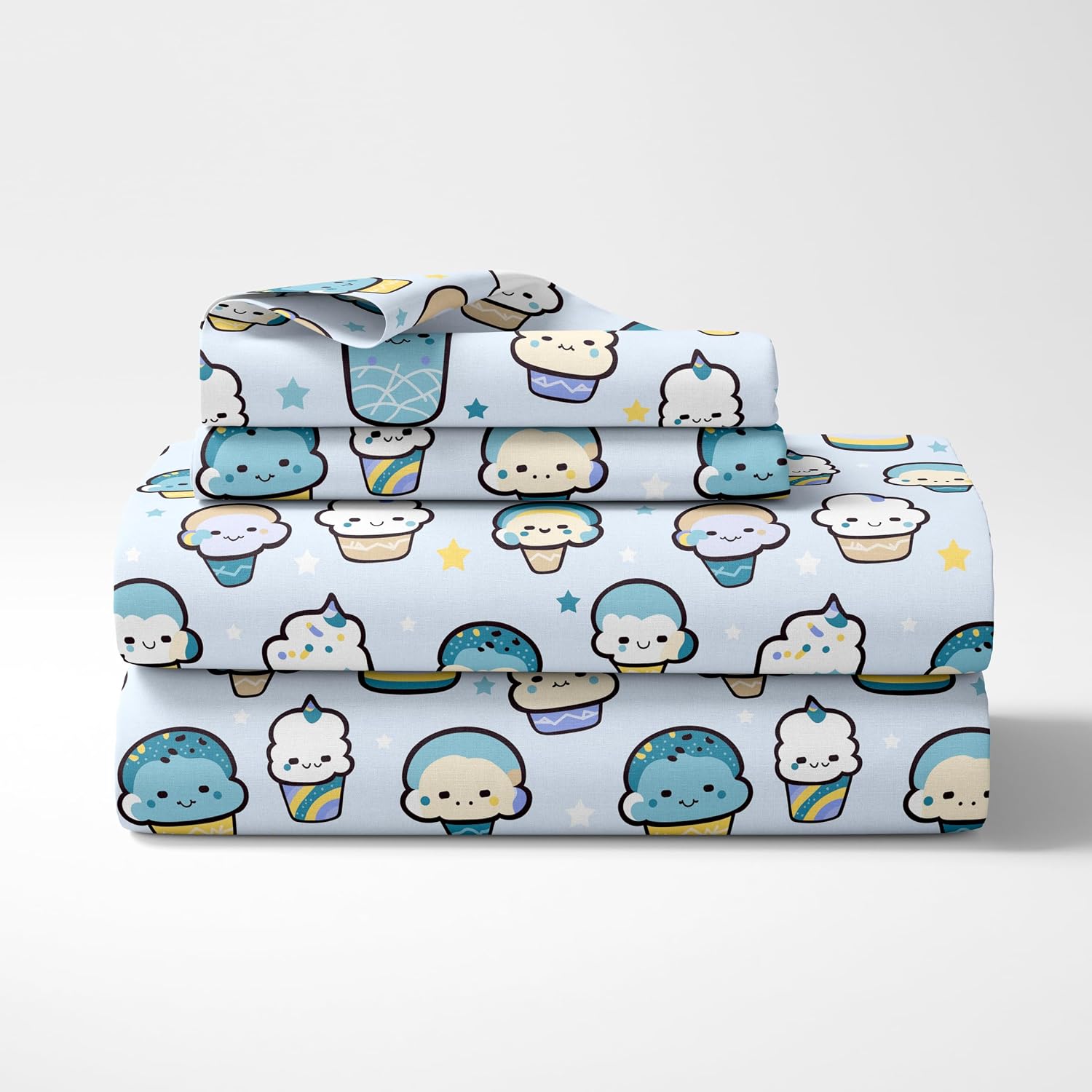 Cotton Bedsheet For Single Bed With 1 Pillow Cover - 54 X 84 Inches, Sky Blue | Soft Touch Cotton Fabric-Comfortable & Durable | Elegant Printed Bedding Set For Daily Use