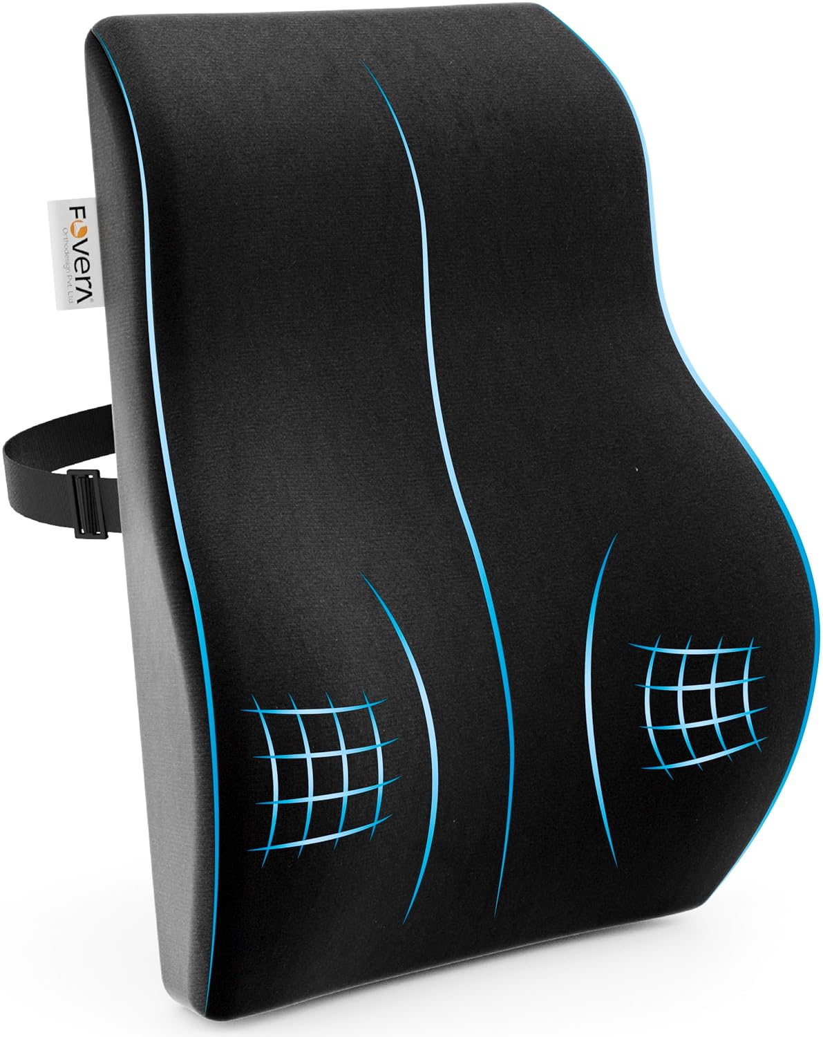 Gel Memory Foam Pillow Car Seat Back Support, For Back Pain Relief, Black, Large Size | Orthopedic Lumbar Back Rest For Pain Relief - Back Pillow For Sitting | Adjustable Pillow