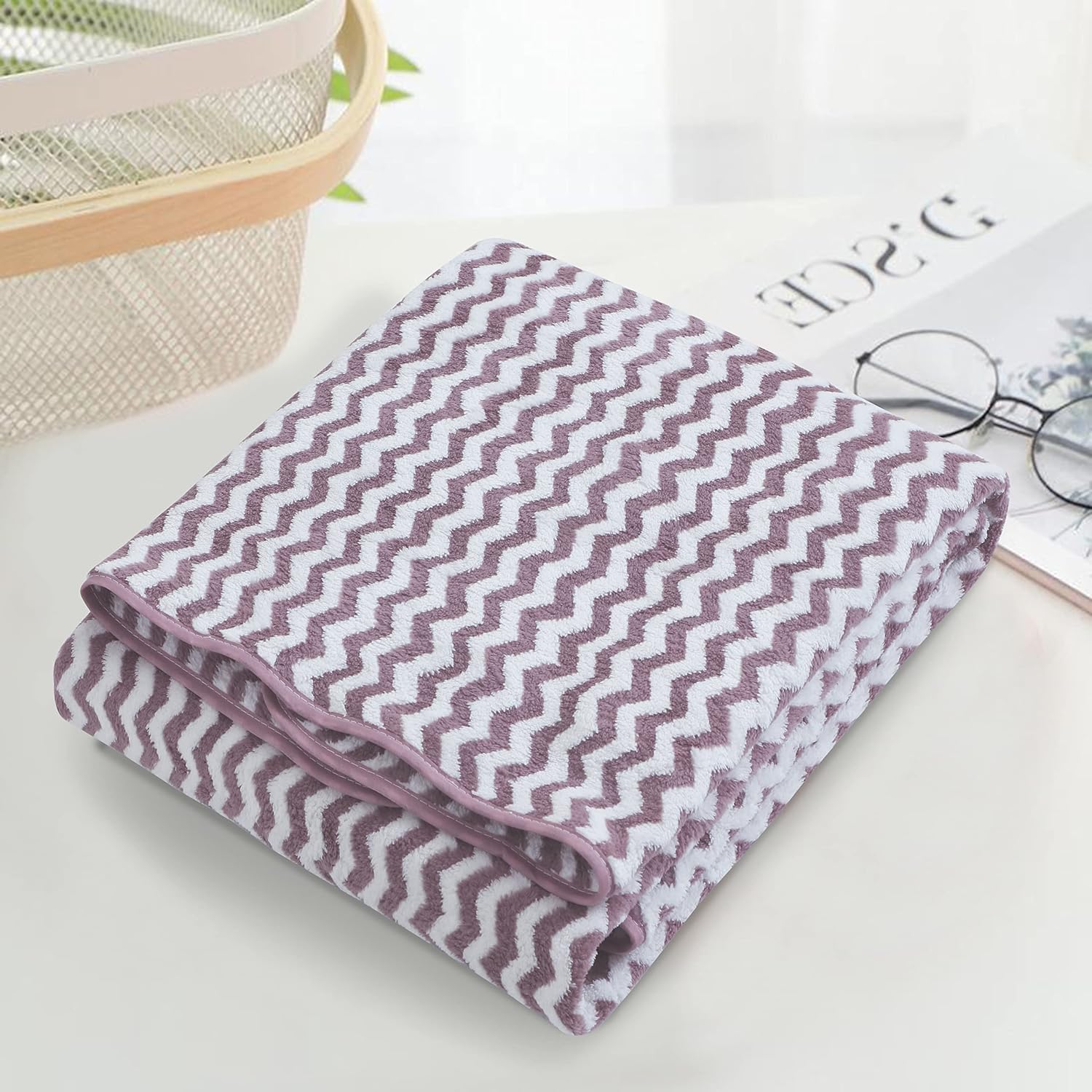 Spread Spain Microfiber 1 Bath & 2 Hand Towels 1000 Gsm | Extra Soft Plush & High Absorbent Towel For Gym & Workout - Pack Of 3 (Purple)