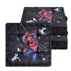 Cotton Chair Cushions Pillow For Sitting, Back Rest, Marvel Spiderman - Black | Chair Pad For Office Work & Posture Support | Furniture Cushion, Lightweight & Portable - Pack Of 3