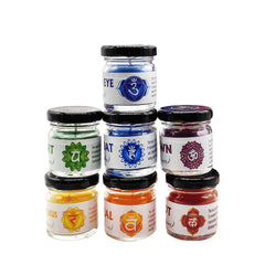 CHAKRAS JAR GLASS CANDLES SET OF 7 PERFECT FOR NIGHT CANDLIGHT DINNER FOR FAMILY