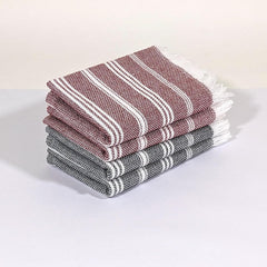 Indihaus Premium Cotton Hand Towel 310 Gsm | Soft, Absorbent, Multi-Purpose Towel Set | Earthy Crimson & Slate Grey (Set Of 4)