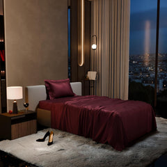 Single Bedsheet With 1 Pillow Cover - 60 X 90 Inches, Velvet Wine | Premium Bedding Set, Home Decor, Wedding Gift For Couples, Housewarming, Anniversary