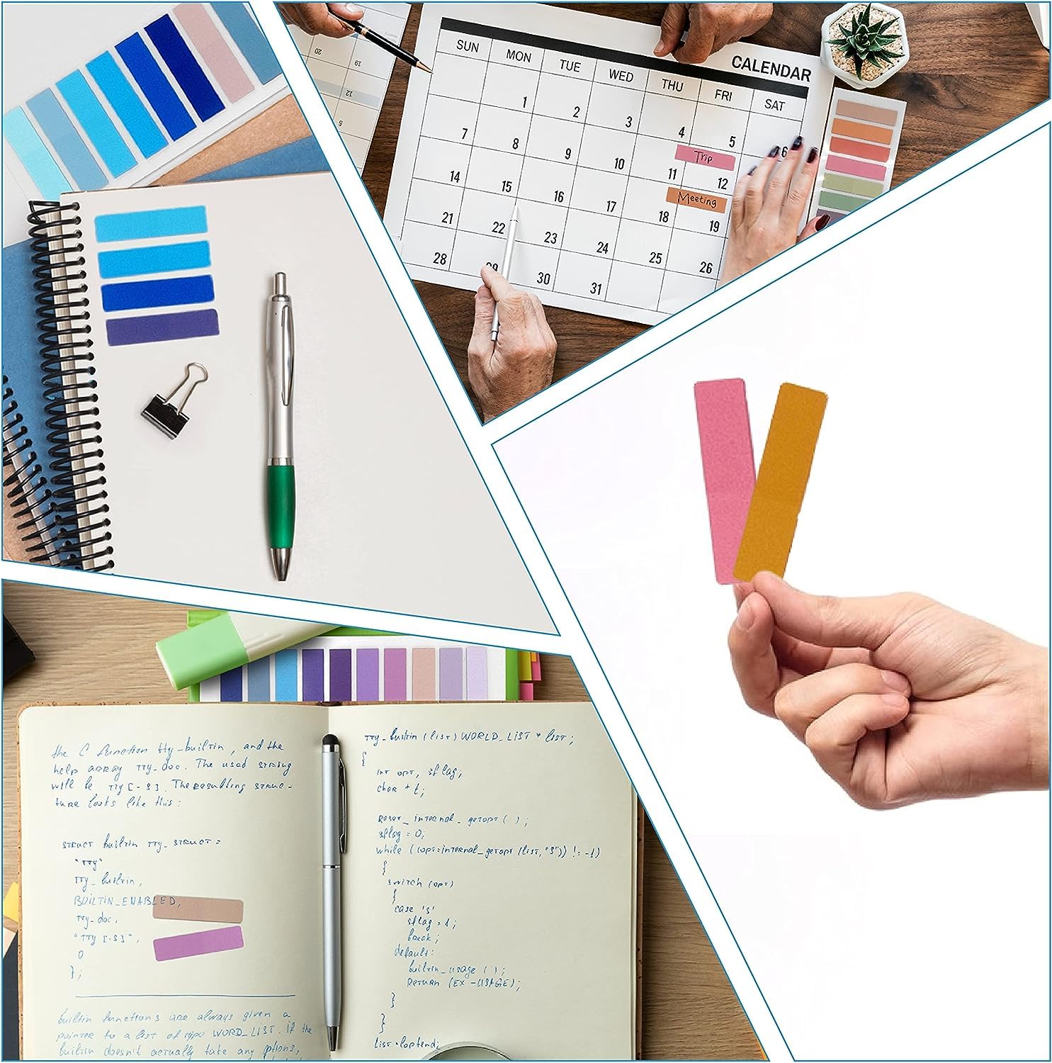 Sticky Note, Colored Writable & Repositionable Book Flags Tabs Strip Index Tabs - No 5