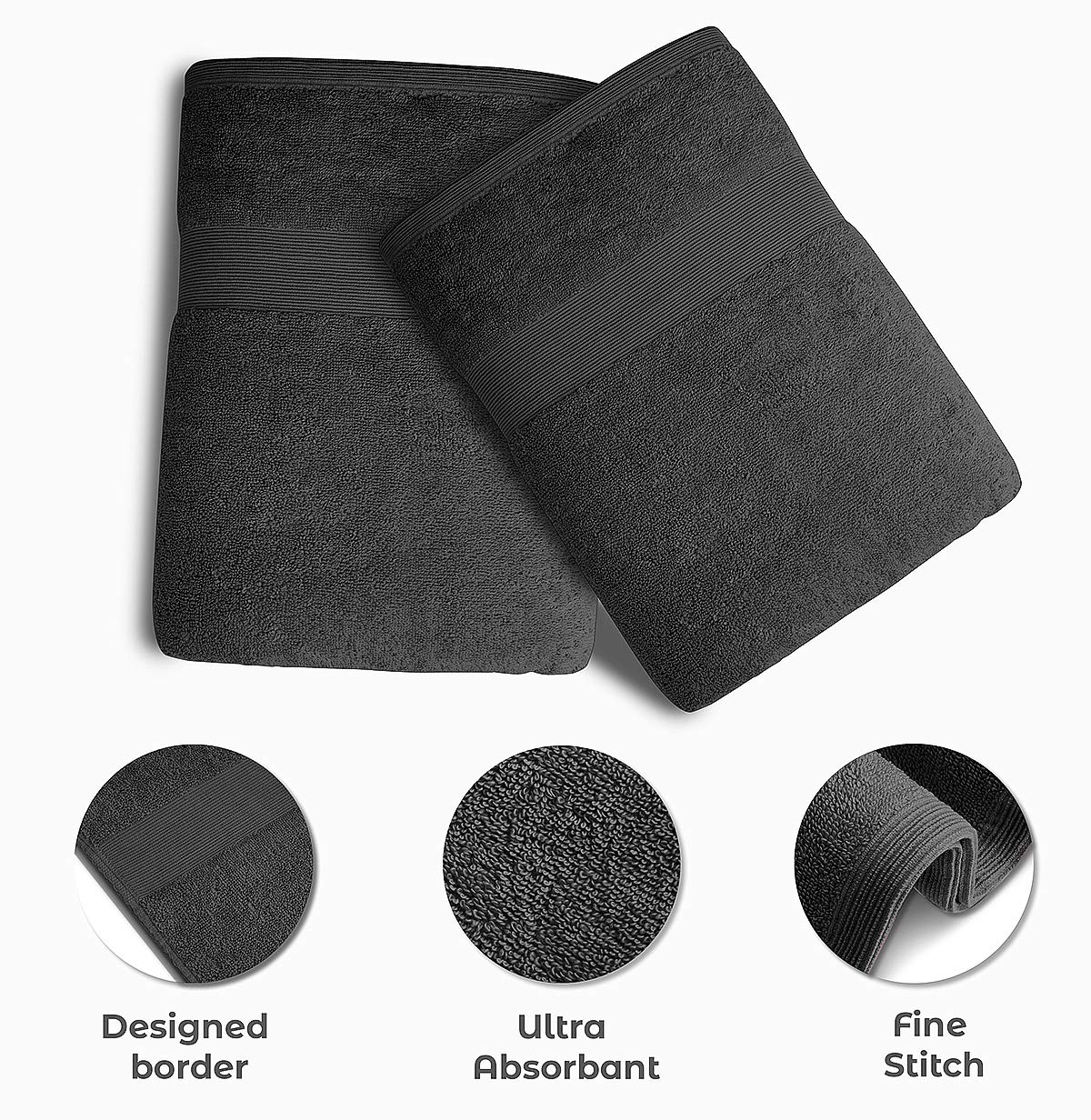 Softolle 100% Cotton Luxury Bath Towels 600 Gsm | Bathroom Bath Towel Eco-Friendly, Super Soft, Highly Absorbent Bath Towel Oeko-Tex Certified -Set Of 4 (Grey)
