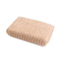 Vilasiya 100% Cotton Elace Ribbed Style Bath Towel 600 Gsm | Zero Twist Yarn Luxurious Soft, Extra Absorbent & Plushy (Beige)