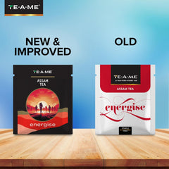 TE-A-ME Energise Assam Tea - Pack Of 3 X 25 Tea Bags | Rich & Robust Flavor, Full-Bodied & Strong Tea - Premium Black Tea | Medium Caffeine, Non-GMO, Gluten Free - Packaging Might Vary