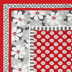 100% Cotton Single Bed Sheet With 1 Pillow Cover - 56 X 86 Inches, Grey & Red | Super Soft Microfiber, Breathable Wrinkle, Fade Resistant