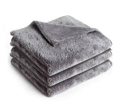 Auto Hub Microfiber Cloth 600 Gsm | Ultra Soft- Edgless & Dual Sided Microfiber Cloth Lint & Streakfree Car Cleaning Cloth - Grey (Pack Of 3)