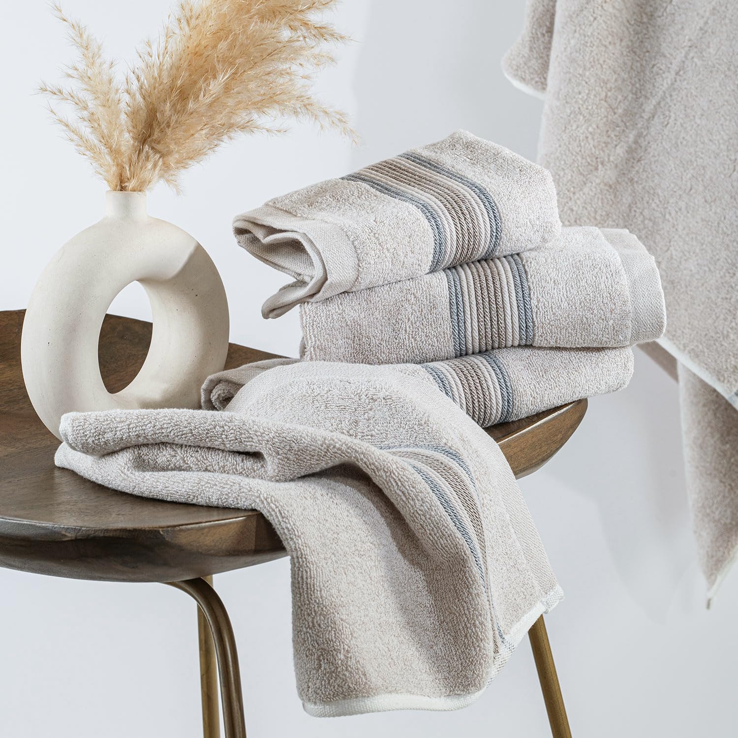 Spread Spain Water & Soil Face Towel 300 Gsm | Luxurious Blend Of Cotton & Bamboo Fiber Face Towel Ultra-Absorbent, Quick-Drying & Skin-Friendly (Beige) - Pack Of 2