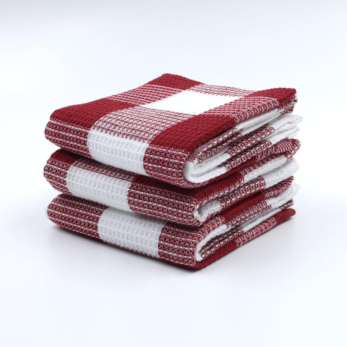 Am Safe Xam Safe X 100% Cotton Kitchen Towels 200 Gsm | Dish Cloths, Table & Fridge Cleaning, Roti Napkins -Pack Of 3 (Maroon & White)