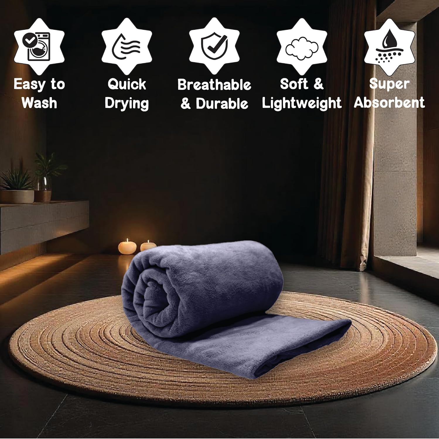 Housse Premium Microfiber Bath Towel 550 Gsm | Extra Large Quick Dry Towels For Women & Men | Super Soft Plush | Ultra Absorbent For Home Swimming Sports & Travel (Charcoal Grey)