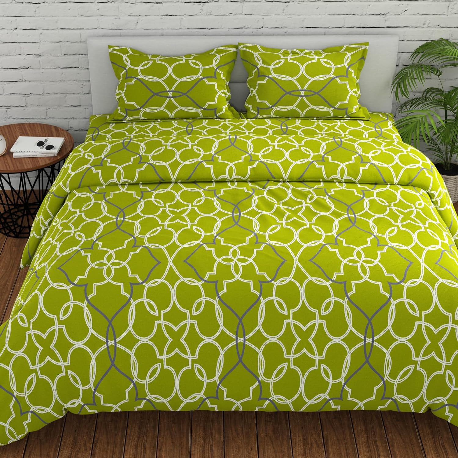 Bedsheet For Double Bed With 2 Pillow Covers - 88 X 96 Inches, Green | Ideal For Guest Houses, & Daily Home Use Queen Size Bedsheet