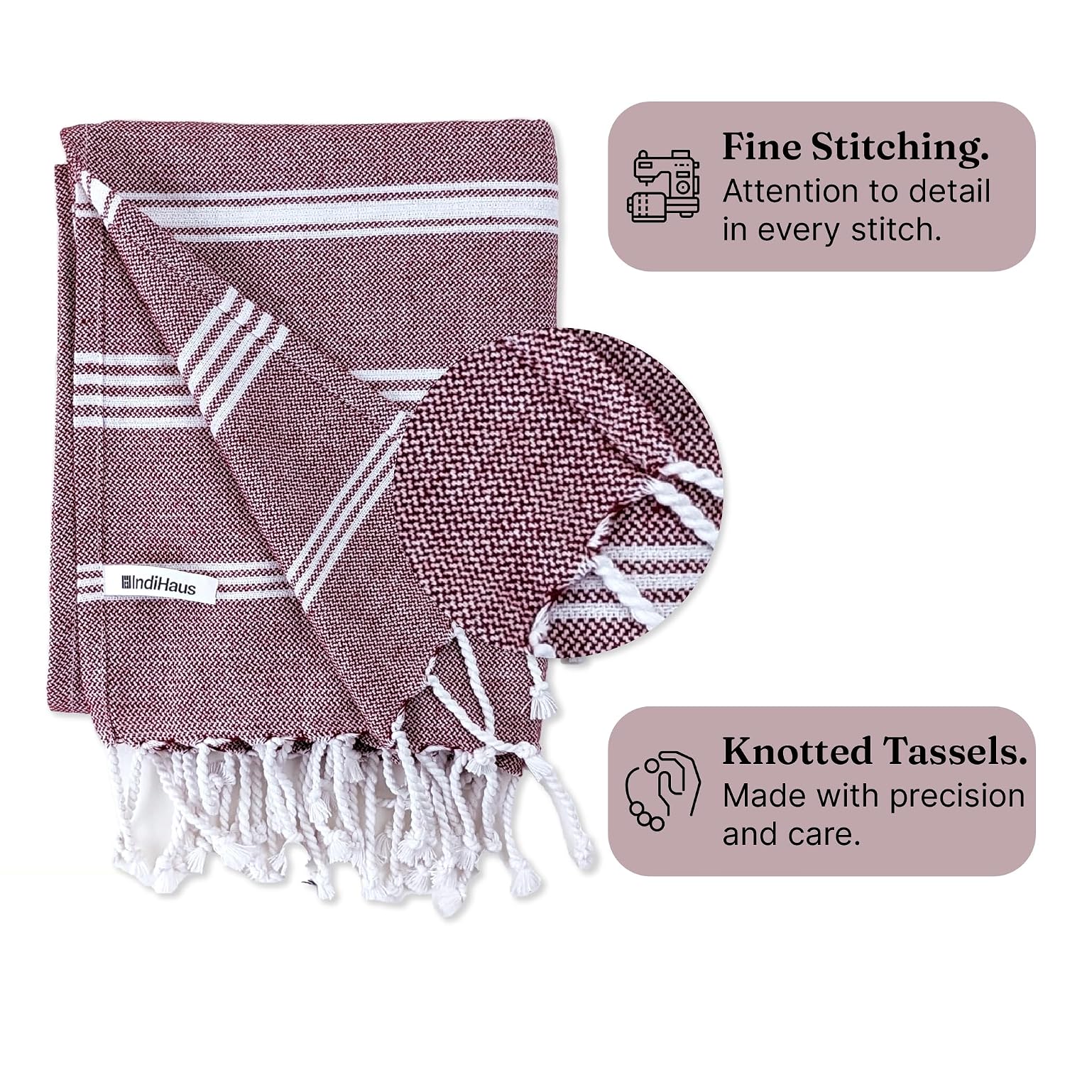 Indihaus Premium Large Cotton Bath Towels 380 Gsm | Soft, Absorbent & Comfortable Large Size Bath Towels (Earthy Crimson)